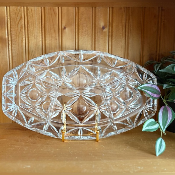 Other - 3 / $30 VINTAGE European Heavy Cut Pressed Glass Serving Dish